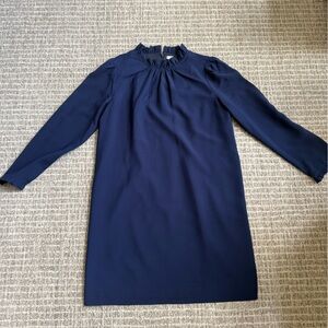 J. Crew Navy Ruffle Detail Dress
